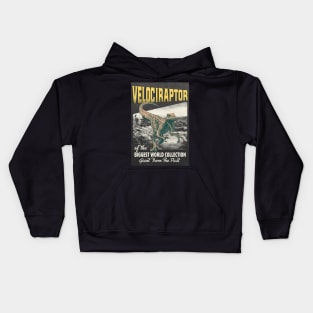 Velociraptor Retro Art - The Biggest World Collection / Giant From The Past Kids Hoodie